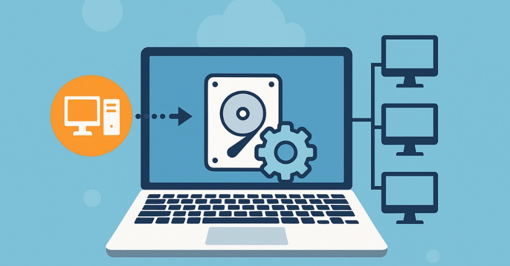 Illustration : image système et déploiement vers plusieurs postes de travail